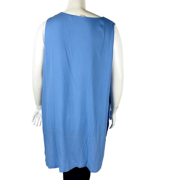 Soft Surrounding Womans Sz 1X Plus Blouse Blue V Neck Tunic Sleeveless - Picture 5 of 7